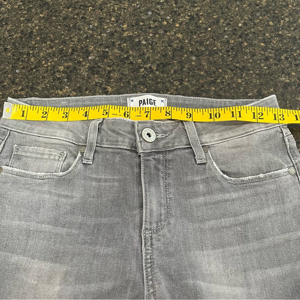 PAIGE Charcoal Grey Verdugo Ankle Cropped Distressed Skinny Women's Denim Jeans - Picture 11 of 15